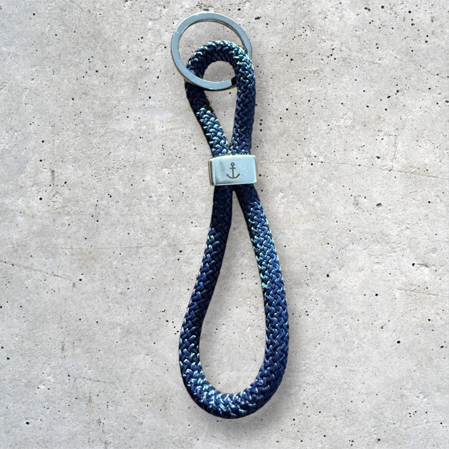 Segeltau-Schlüsselanhänger Anker dunkelblau