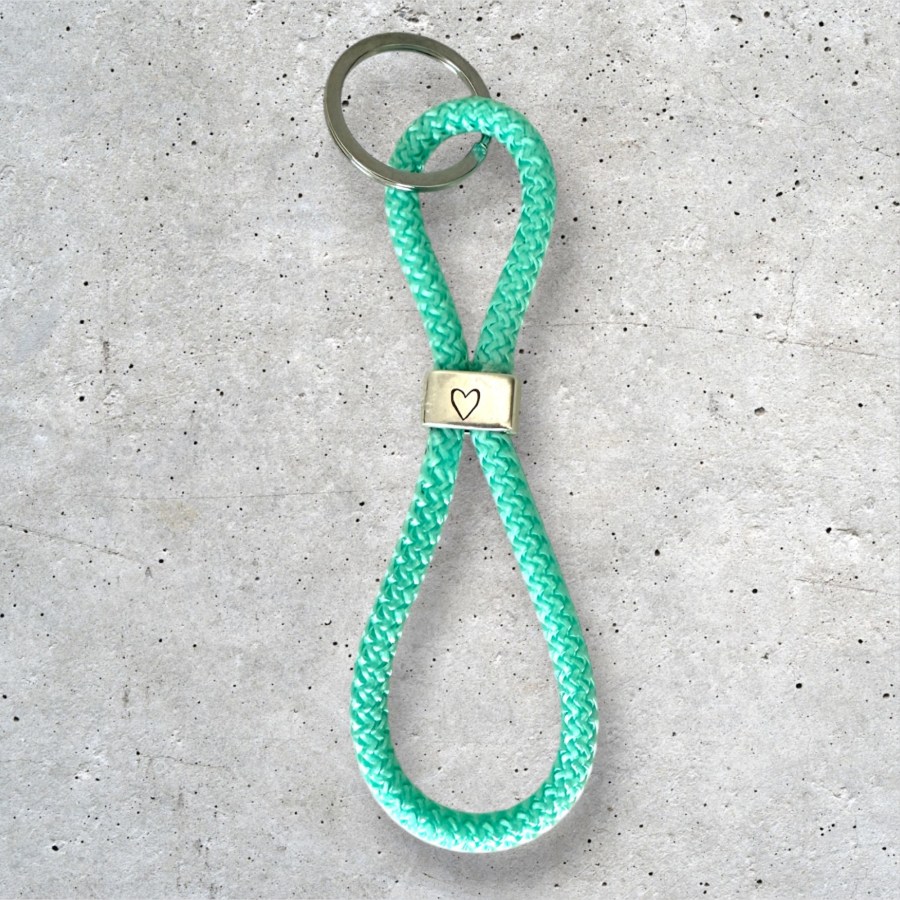 Segeltau-Schlüsselanhänger Herz türkis